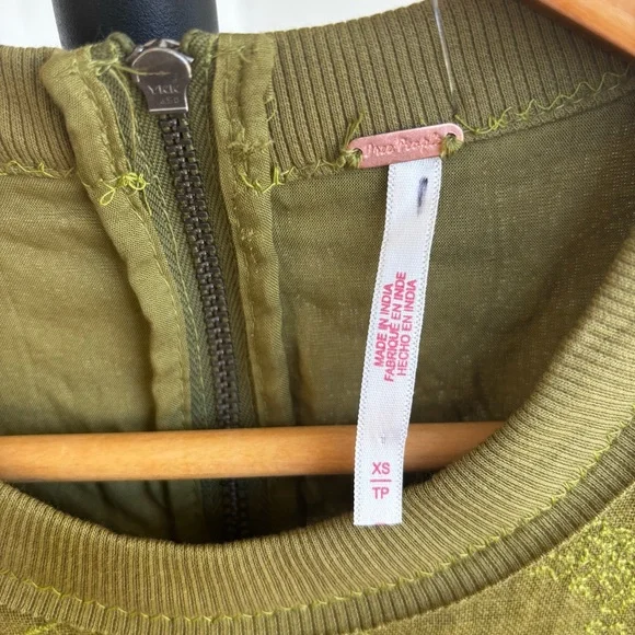 NWOT Free People Picking Petals Embroidered Mini Tunic Dress in Cardamom Seed XS - Picture 8 of 9